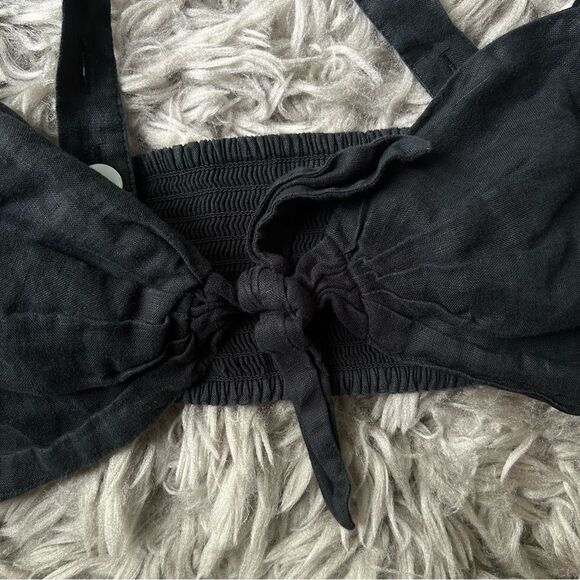 Anthropologie Maeve black linen tie front top women’s size XS - Picture 4 of 7
